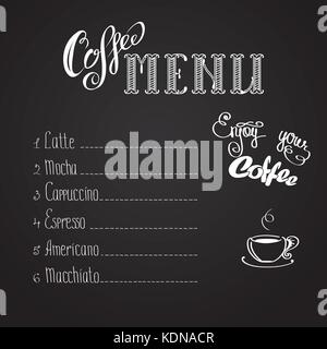 Café menu sur fond noir, vector illustration Illustration de Vecteur