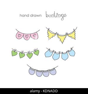 Doodle set - colorful bunting, hand drawn vector Illustration de Vecteur