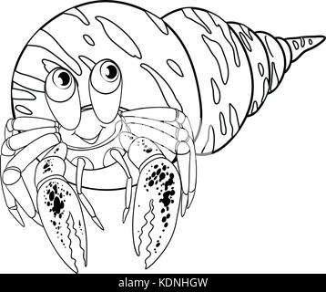 Schéma de doodle animal illustration Hermit Crab Illustration de Vecteur