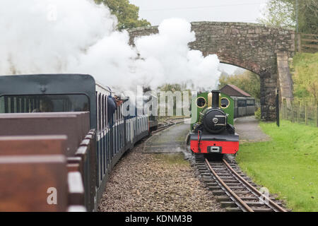 Ravenglass et Eskdale Steam Railway, Cumbria, Angleterre - les moteurs à vapeur et diesel passent sur le chemin de fer de calibre 15' Banque D'Images