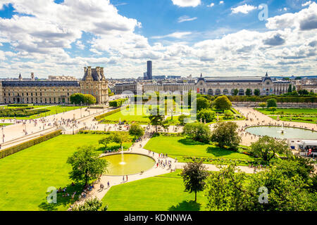 Vue aérienne du Jardin des Tuileries à Paris, France Banque D'Images