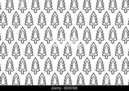 Conifère - vector pattern, arbre noir sur fond blanc Illustration de Vecteur