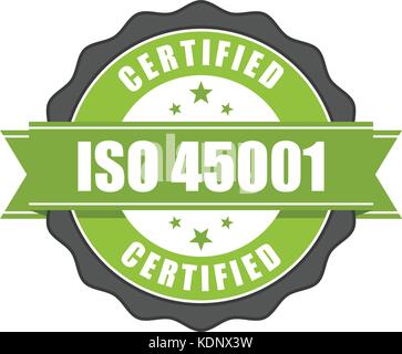 Norme ISO 45001 d'un insigne de certificat - Santé et sécurité Illustration de Vecteur
