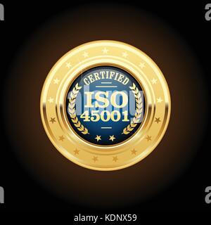 La norme ISO 45001 médaille standard - Santé et sécurité au travail Illustration de Vecteur