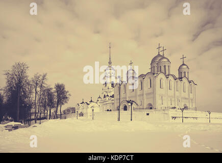 Cathédrale de l'assomption à Vladimir en hiver, Russie Banque D'Images