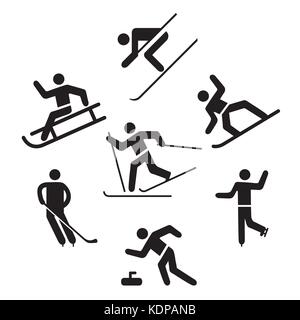 Pictogramme de sports d'hiver, le patinage sur glace, ski, Illustration de Vecteur