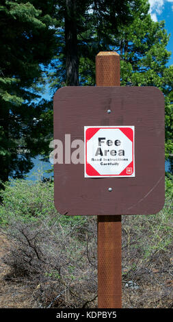 Près de Pollock Pines, California, USA, 28 mai 2017. US Forest signe indiquant une zone de frais. Les barrages et les lacs on Ice House Road, Eldorado National Forest, ar Banque D'Images