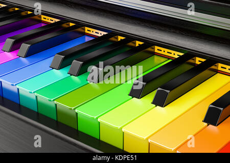 De couleur, clavier de piano music concept. Le rendu 3D Banque D'Images