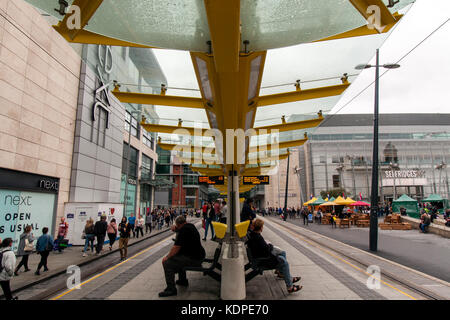 L'arrêt de tramway change, Manchester Banque D'Images