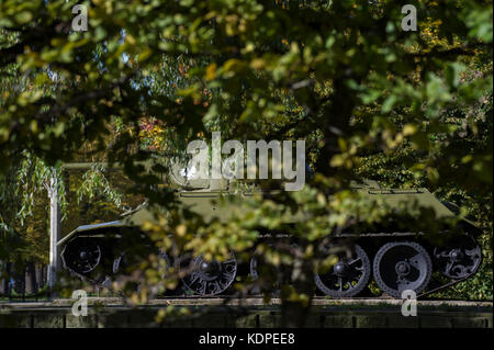 Réservoir russe Monument T-34/76 à Gdansk, Pologne. 15 octobre 2017. Il est dit que ce réservoir de la 1st Polish Armoured Brigade de Polonais communiste Pe Banque D'Images