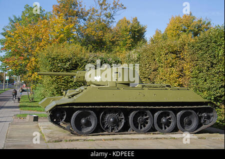 Réservoir russe Monument T-34/76 à Gdansk, Pologne. 15 octobre 2017. Il est dit que ce réservoir de la 1st Polish Armoured Brigade de Polonais communiste Pe Banque D'Images