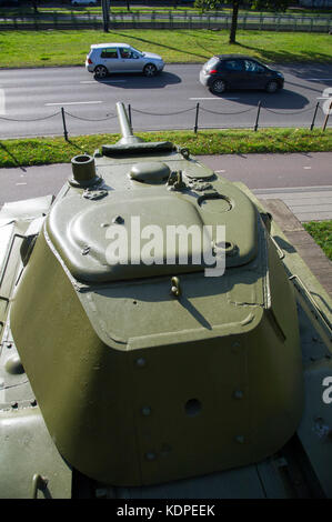 Réservoir russe Monument T-34/76 à Gdansk, Pologne. 15 octobre 2017. Il est dit que ce réservoir de la 1st Polish Armoured Brigade de Polonais communiste Pe Banque D'Images