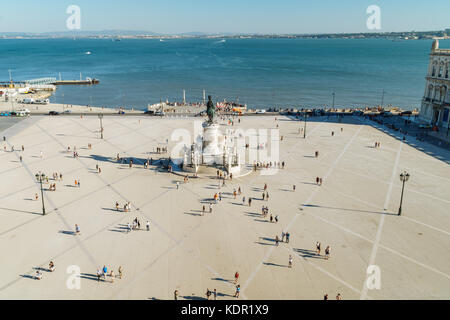 Lisbonne, Portugal - 11 août 2017 : Praça do Comercio (place du commerce ou Terreiro do paco) est situé près de la rivière Tagus Banque D'Images