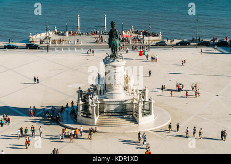 Lisbonne, Portugal - 11 août 2017 : Praça do Comercio (place du commerce ou Terreiro do paco) est situé près de la rivière Tagus Banque D'Images