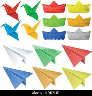 Pour l'origami avec les oiseaux et les avions illustration Illustration de Vecteur