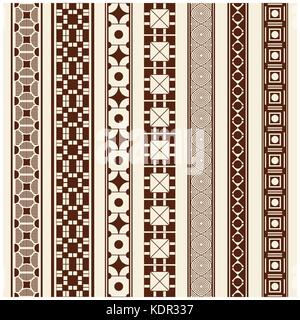 Éléments de décoration au henné indien border patterns in marron. frontière ethnique populaire dans un mega pack set collections. illustrations vectorielles.pourrait b Illustration de Vecteur