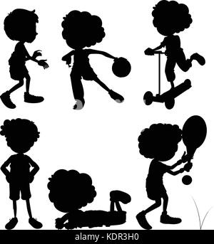 Silhouette enfants faire différentes activités illustration Illustration de Vecteur