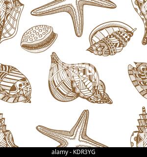 Les coquillages. Brown et blanc motif transparente pour Coloring Book Illustration de Vecteur