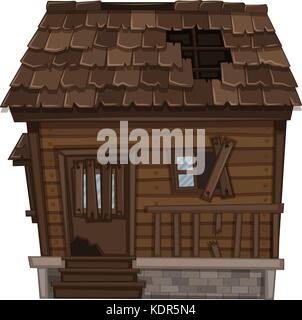 Maison en bois en mauvais état illustration Illustration de Vecteur