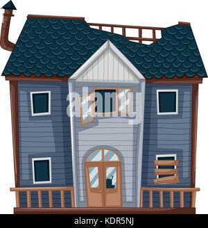 Maison en bois avec mauvais état illustration Illustration de Vecteur