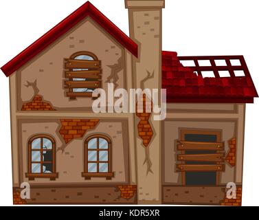 Maison en brique en mauvais état illustration Illustration de Vecteur