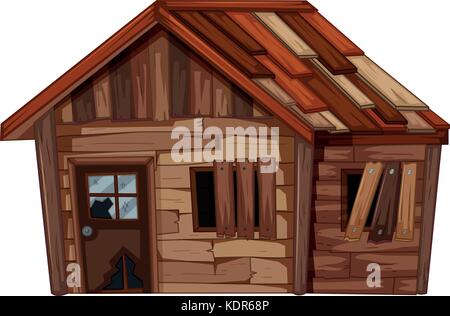 Maison en bois en mauvais état illustration Illustration de Vecteur