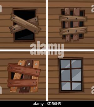 Fenêtres avec de bonnes et de mauvaises conditions illustration Illustration de Vecteur