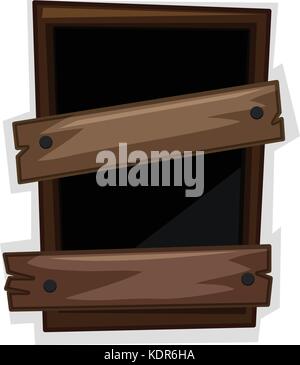 Fenêtre cassée avec deux des planches clouées sur il illustration Illustration de Vecteur