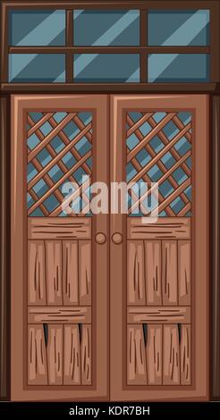 Vieille porte en bois en mauvais état illustration Illustration de Vecteur