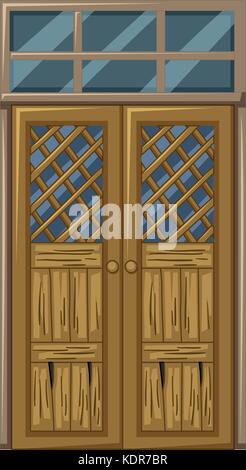 La porte en bois en mauvais état illustration Illustration de Vecteur