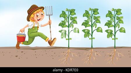 Agriculteur de l'ensemencement dans le domaine illustration Illustration de Vecteur