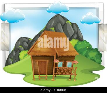 Chalet en bois dans le domaine illustration Illustration de Vecteur