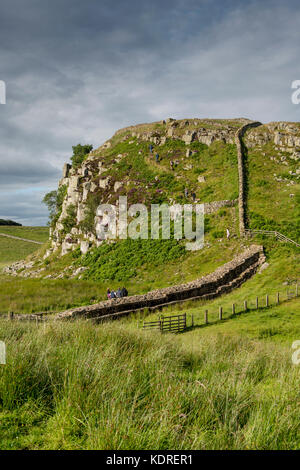 Mur d'Hadrien, dans le Northumberland, England, UK Banque D'Images