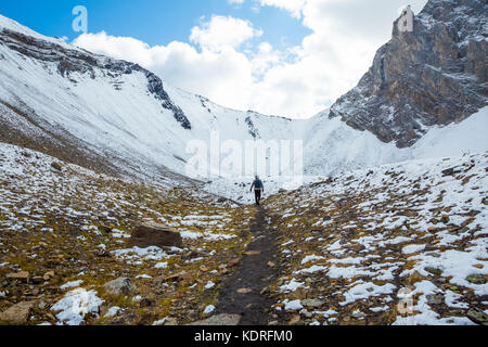 Randonnée dans la région du Cirque de Pocaterra près de Highwood Pass dans le pays de Kananaskis, Alberta, Canada. Banque D'Images