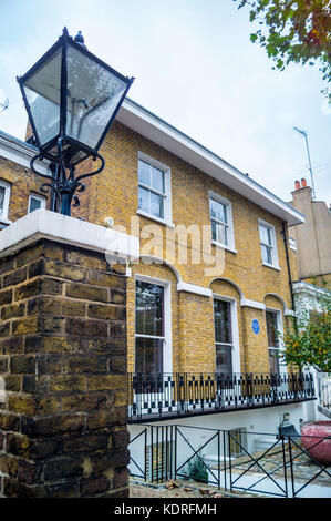 Blue plaque sur villa géorgienne, ancienne résidence de sir Joseph Bazalgette, Hamilton, London NW8, Angleterre Banque D'Images