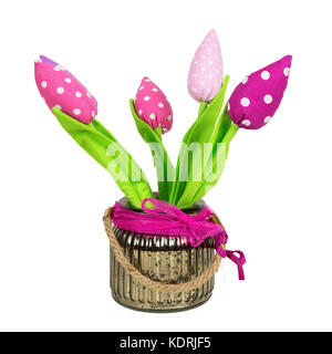 Dans un pot de fleurs en tissu isolé sur fond blanc avec clipping path Banque D'Images