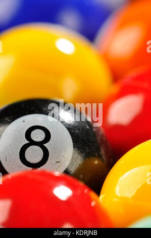 Close up de boules de billard sur la table Banque D'Images