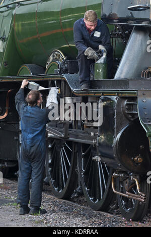 Flying Scotsman au Bishops Lydeard station sur la West Somerset Railway (WSR) dans le Somerset en mai 2017 lors de sa visite en tirant la cathédrale Express Banque D'Images