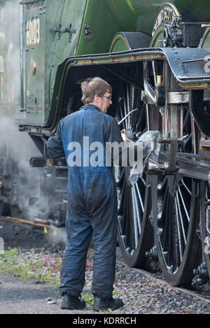 Flying Scotsman au Bishops Lydeard station sur la West Somerset Railway (WSR) dans le Somerset en mai 2017 lors de sa visite en tirant la cathédrale Express Banque D'Images