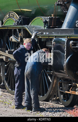 Flying Scotsman au Bishops Lydeard station sur la West Somerset Railway (WSR) dans le Somerset en mai 2017 lors de sa visite en tirant la cathédrale Express Banque D'Images