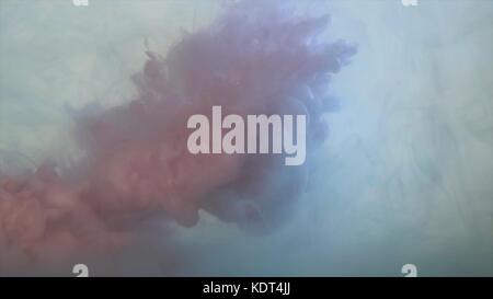 Gouttes de wisp fumée rose foncé sur fond blanc. Couleur rose-pourpre des éclaboussures de fumée sur fond blanc. Violet fumée gros plan Banque D'Images