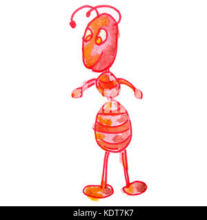 Aquarelle Dessin ant isolé sur fond blanc Banque D'Images