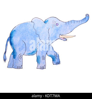 Dessin d'éléphant dessin dessin dessin dessin de bande dessinée à l'aquarelle isolé sur un backgrou blanc Banque D'Images