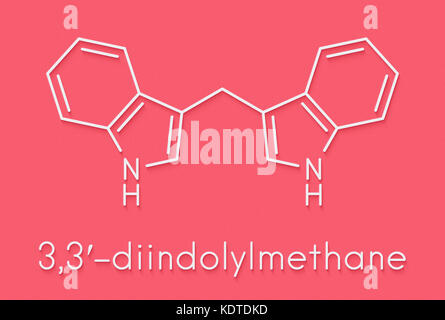 Diindolylmethane (3,3'-dim, dim) molécule. dérivé de l'acide indole-3-carbinol, présent dans le brocoli, chou, chou frisé, etc. peuvent avoir vieilli ou préventive du cancer Banque D'Images