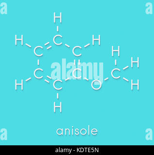 Molécule chimique de l'anisole. utilisés dans les parfums et comme précurseur chimique. formule topologique. Banque D'Images