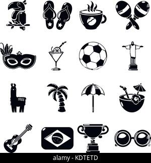 Brésil Voyage icons set, le style simple Illustration de Vecteur