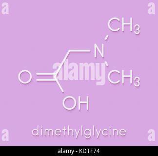 Dimethylglycine (dmg) méthylés. molécule dérivée de la glycine, utilisé dans les suppléments alimentaires améliorant la performance. formule topologique. Banque D'Images