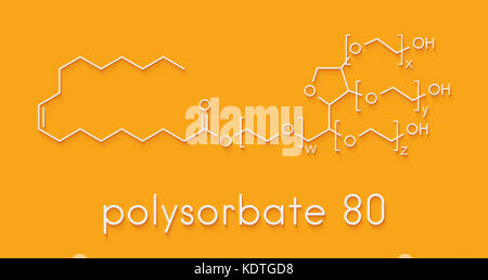 Polysorbate 80 surfactant et émulsifiant. molécule utilisée dans l'alimentation (E433), cosmétiques et médicaments. formule topologique. Banque D'Images