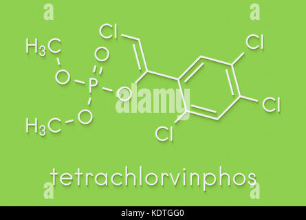 Molécule d'insecticides organophosphorés tétrachlorvinphos. formule topologique. Banque D'Images