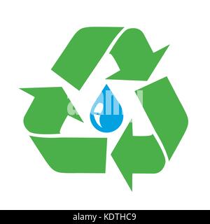 Goutte d'eau avec l'icône recycle sign Illustration de Vecteur